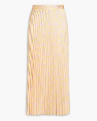 Sandro Printed satin-twill midi skirt - Yellow Yellow