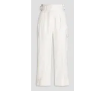 Cropped cotton-twill straight-leg pants - White