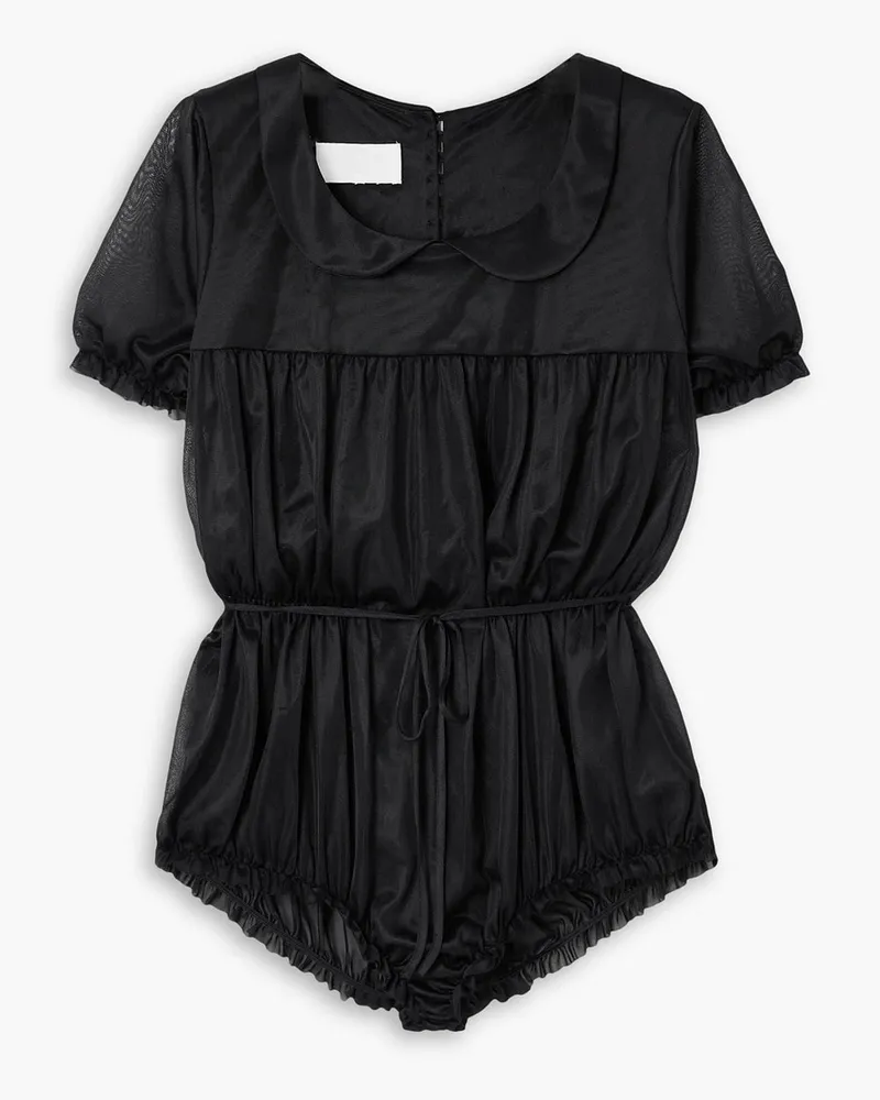 Maison Margiela Gathered belted habotai bodysuit - Black Black