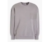 Embroidered cotton-fleece sweatshirt - Gray