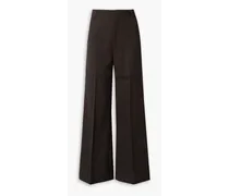 Twill wide-leg pants - Brown