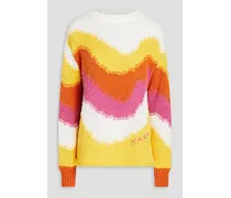 Color-block cotton sweater - White