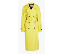 Double-breasted faux leather trench coat - Yellow