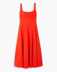 EMILIA WICKSTEAD Collins pleated wool-crepe midi dress - Orange Orange