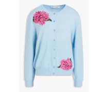 Embroidered wool cardigan - Blue