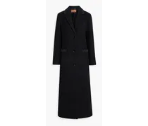 Embroidered wool-blend felt coat - Black