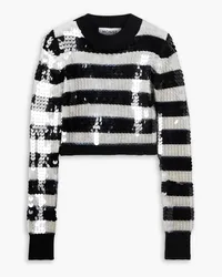 Monse Cropped paillette-embellished striped wool sweater - Black Black