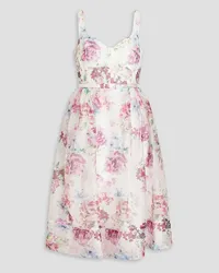 Monique Lhuillier Gathered floral-print organza dress - White White