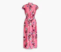 Twisted floral-print crepe midi dress - Pink