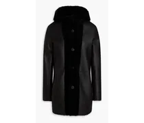 Shearling hooded coat - Black