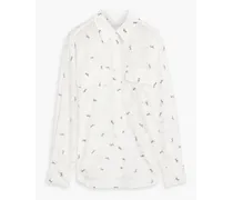 Printed cotton and silk-blend shirt - White