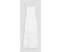 Alice Olivia - Crocheted lace-paneled linen and cotton-blend maxi dress - White