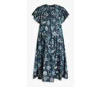 Kasim gathered floral-print cotton-blend dress - Blue