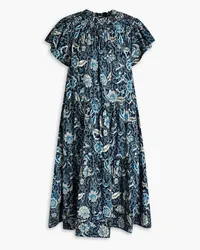 Ulla Johnson Kasim gathered floral-print cotton-blend dress - Blue Blue