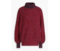 Oversized Donegal wool-blend turtleneck sweater - Red