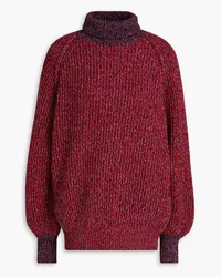 Ganni Oversized Donegal wool-blend turtleneck sweater - Red Red