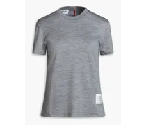 Appliquéd stretch-cotton and silk-blend jersey T-shirt - Gray
