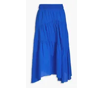 Tiered cotton-seersucker midi skirt - Blue
