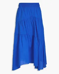 Frame Denim Tiered cotton-seersucker midi skirt - Blue Blue