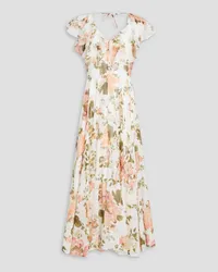 Erdem Ruffled floral-print cotton and silk-blend voile midi dress - White White