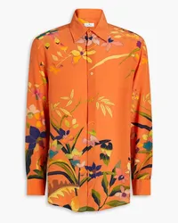 Etro Floral-print silk crepe de chine shirt - Orange Orange