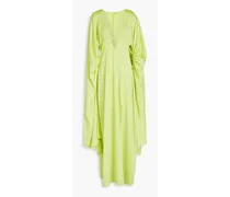 Winona ruched hammered-satin gown - Green