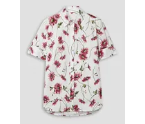 Floral-print cotton-poplin shirt - White