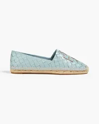 Tory Burch Ines embellished woven leather espadrilles - Blue Blue