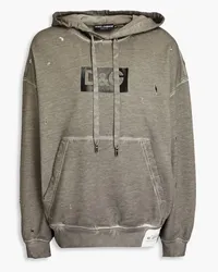 Dolce & Gabbana Appliquéd French cotton-terry drawstring hoodie - Gray Gray