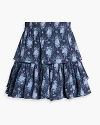 LoveShackFancy Tiered printed crepe mini skirt - Blue Blue