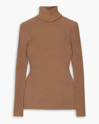 Zimmermann Luminosity metallic ribbed-knit turtleneck sweater - Brown Brown