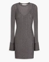 Victoria Beckham Metallic ribbed crochet-knit mini dress - Metallic Metallic