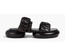 Ruched leather platform sandals - Black