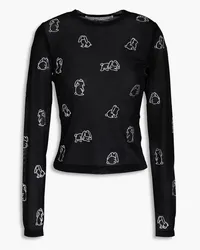 Alexander Wang Crystal-embellished mesh top - Black Black