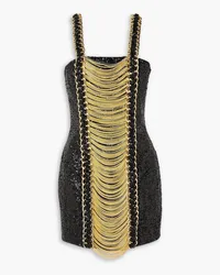 Balmain Embellished sequined chiffon mini dress - Black Black