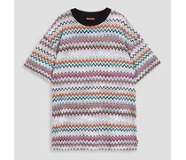 Crochet-knit cotton-blend T-shirt - White