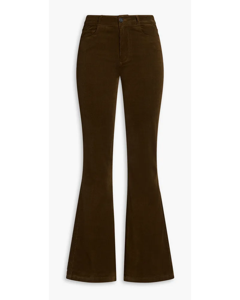 Paige Genevieve cotton-blend corduroy flared pants - Green Green