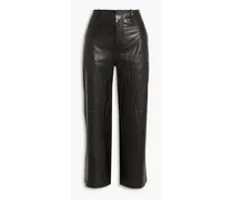 Dylan cropped leather straight-leg pants - Black