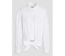 Gathered cotton-poplin shirt - White