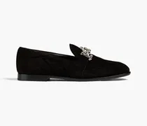 Double T embellished quilted suede loafers - Black