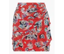 Suppie wrap-effect printed silk-crepe skirt - Red