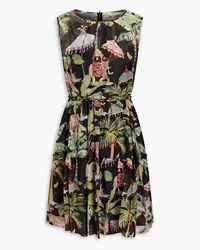 RED Valentino Printed cotton and silk-blend voile mini dress - Black Black