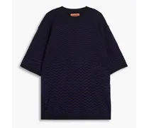 Crochet-knit cotton-blend T-shirt - Blue