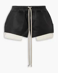 Rick Owens Fog layered leather and jersey shorts - Black Black