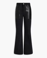 WANDLER Daisy leather-paneled high-rise flared jeans - Black Black