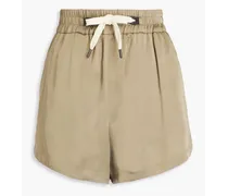 Bead-embellished satin shorts - Neutral