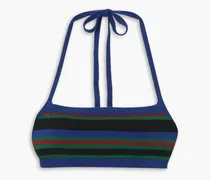 Striped knitted halterneck bralette - Blue