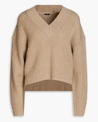 Joseph Ribbed cotton, wool and cashmere-blend sweater - Neutral Neutral