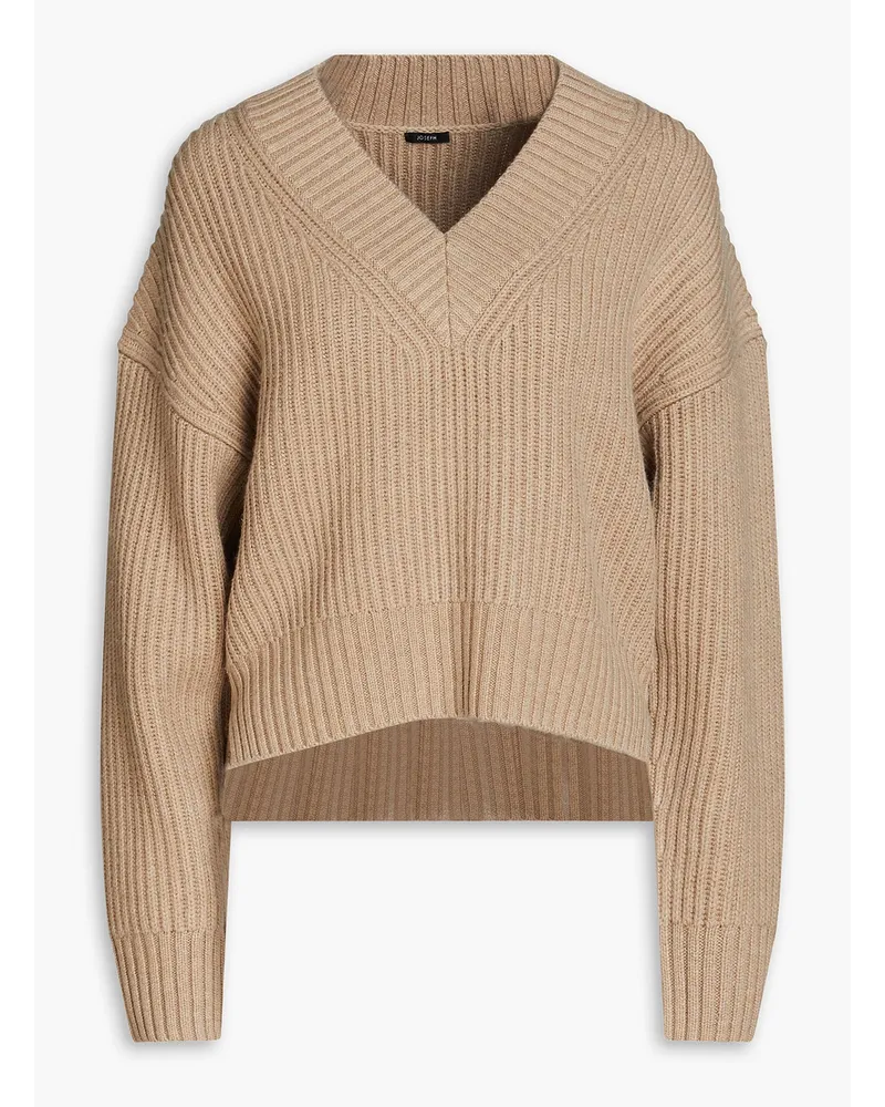 Joseph Ribbed cotton, wool and cashmere-blend sweater - Neutral Neutral