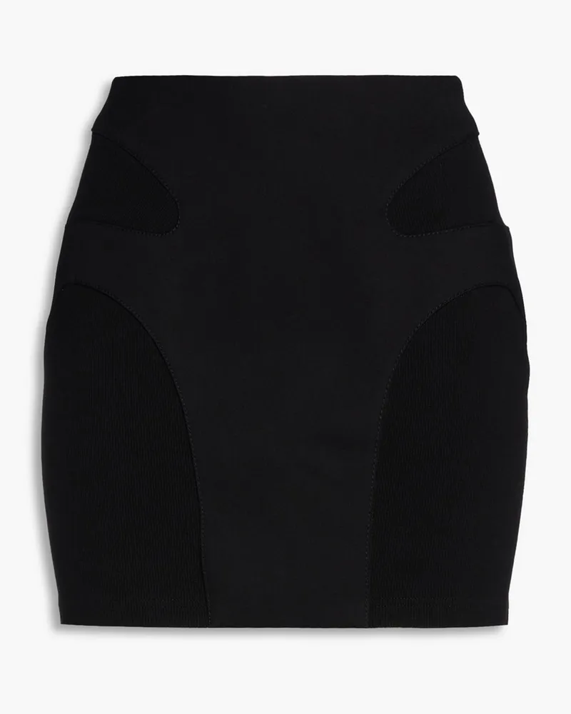 Dion Lee Ribbed jersey-paneled cotton-blend mini skirt - Black Black